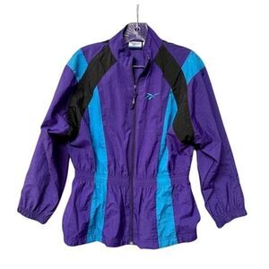 Vintage 90s Reebok Purple Teal Full Zip Windbreaker Women’s Jacket Size L